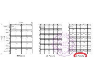 PCCB 42 Pockets Transparent Coin Album Insert Page Sheets